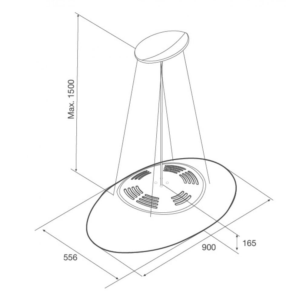 hình ảnh bản vẽ Máy Hút Khói Khử Mùi Malloca CONCRETE K-400 Đảo