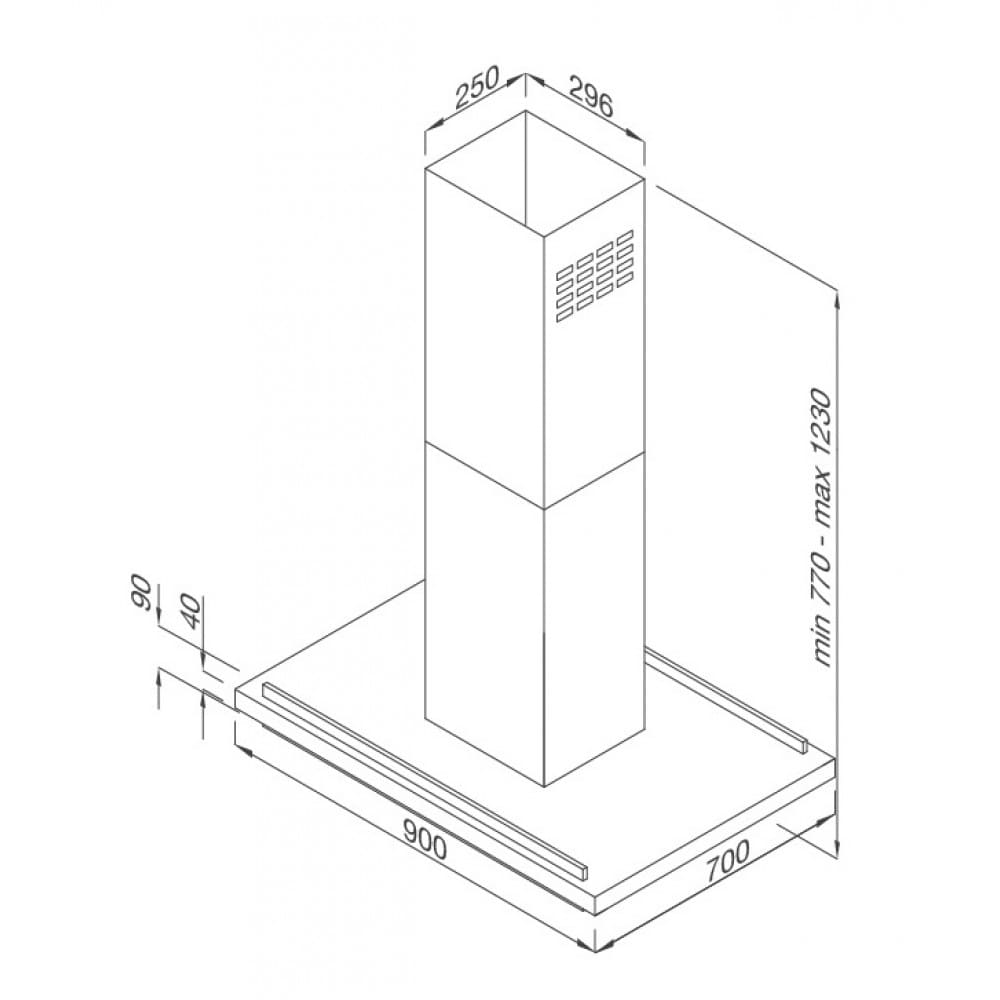 hình ảnh bản vẽ Máy Hút Khói Khử Mùi Malloca CONCRETE K-400 Đảo