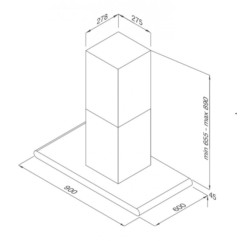 hình ảnh bản vẽ Máy Hút Khói Khử Mùi Malloca CONCRETE K-400 Đảo