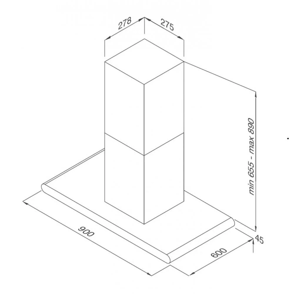 hình ảnh bản vẽ Máy Hút Khói Khử Mùi Malloca CONCRETE K-400 Đảo