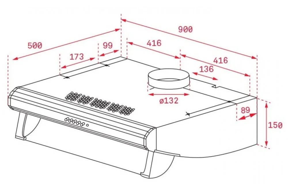 hình ảnh bản vẽ kỹ thuật Máy Hút Mùi Teka C 6420 BK 40465532 Cổ Điển