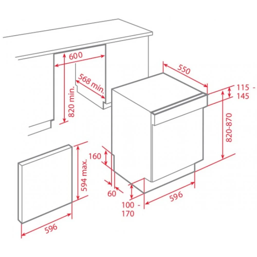 Hình ảnh bản vẽ kỹ thuật Máy Hút Mùi Teka DBB 60 40460400 Áp Tường