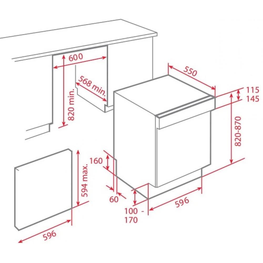 Hình ảnh bản vẽ kỹ thuật Máy Hút Mùi Teka DBB 60 40460400 Áp Tường