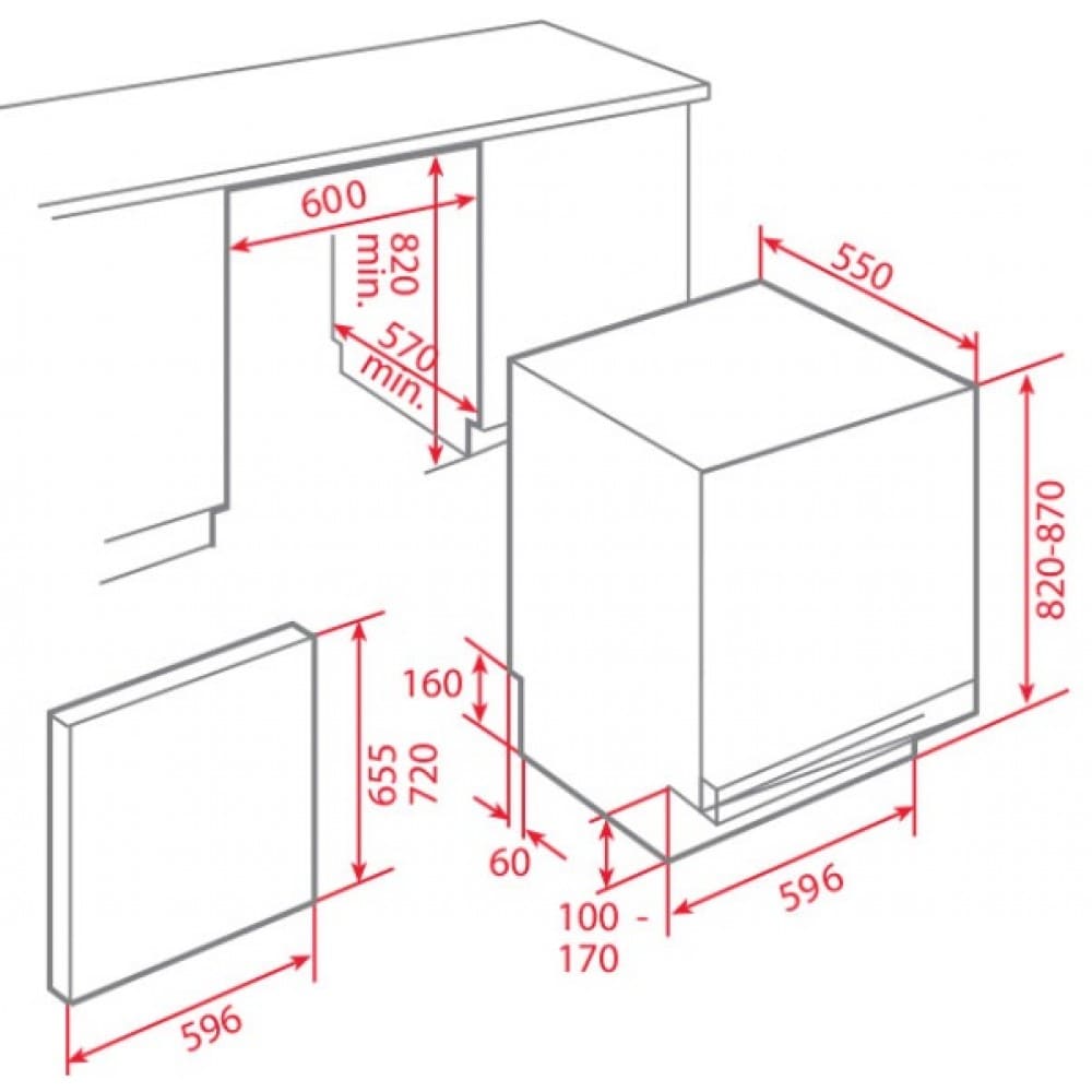 Hình ảnh bản vẽ kỹ thuật Máy Hút Mùi Teka DBB 60 40460400 Áp Tường