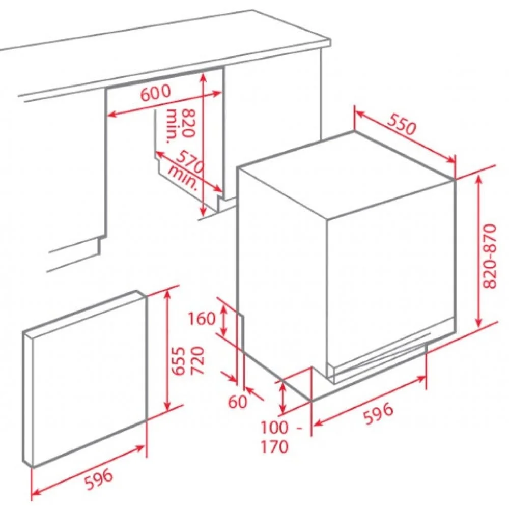 Hình ảnh bản vẽ kỹ thuật Máy Hút Mùi Teka DBB 60 40460400 Áp Tường