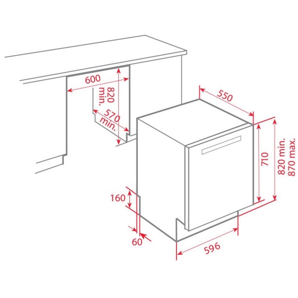 Hình ảnh bản vẽ kỹ thuật Máy Hút Mùi Teka DBB 60 40460400 Áp Tường