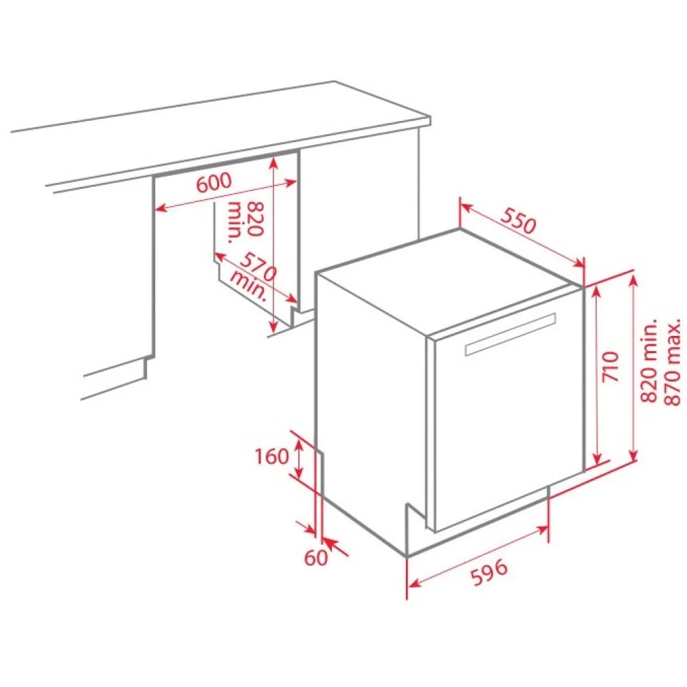 Hình ảnh bản vẽ kỹ thuật Máy Hút Mùi Teka DBB 60 40460400 Áp Tường