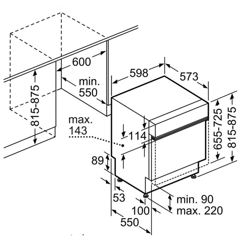 bản vẽ kỹ thuật Máy Rửa Chén Bosch HMH.SMS63L02EA Độc Lập