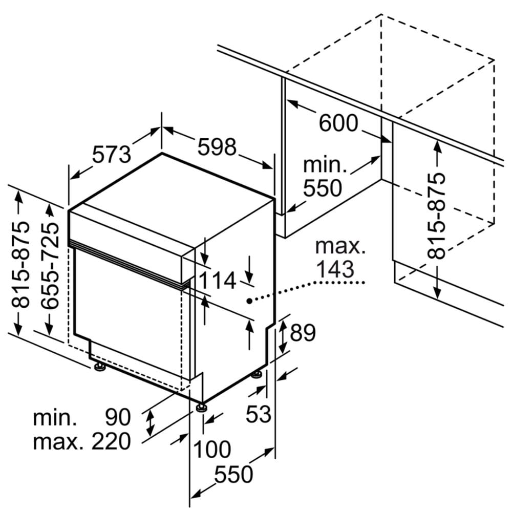 bản vẽ kỹ thuật Máy Rửa Chén Bosch HMH.SMS63L02EA Độc Lập