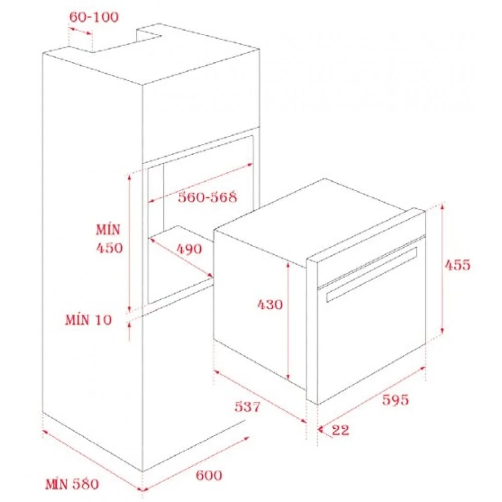 Hình ảnh bản vẽ kỹ thuật Lò Vi Sóng Hấp Kết Hợp Nướng Teka MLC 844 40584400 Lắp Âm