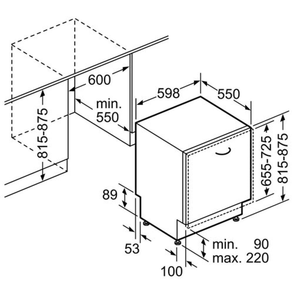 Hình ảnh bản vẽ kỹ thuật Máy Rửa Chén Bosch SMS68MI04E Độc Lập