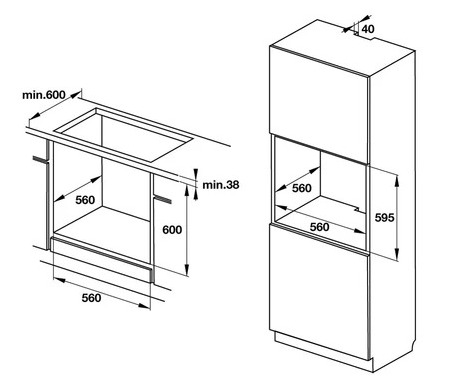 Hình ảnh bản vẽ kỹ thuật Lò Vi Sóng Teka MWE 210G 40590430 Kết Hợp Nướng Độc Lập