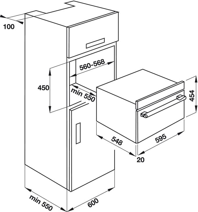 Hình ảnh bản vẽ kỹ thuật Lò Vi Sóng Teka MWE 210G 40590430 Kết Hợp Nướng Độc Lập