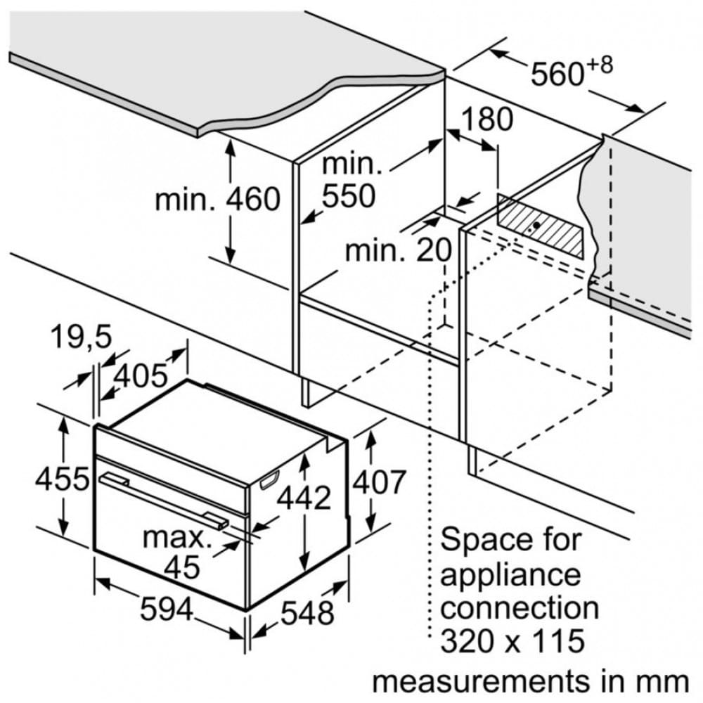 Hình ảnh bản vẽ kỹ thuật Lò Vi Sóng Teka MWE 210G 40590430 Kết Hợp Nướng Độc Lập