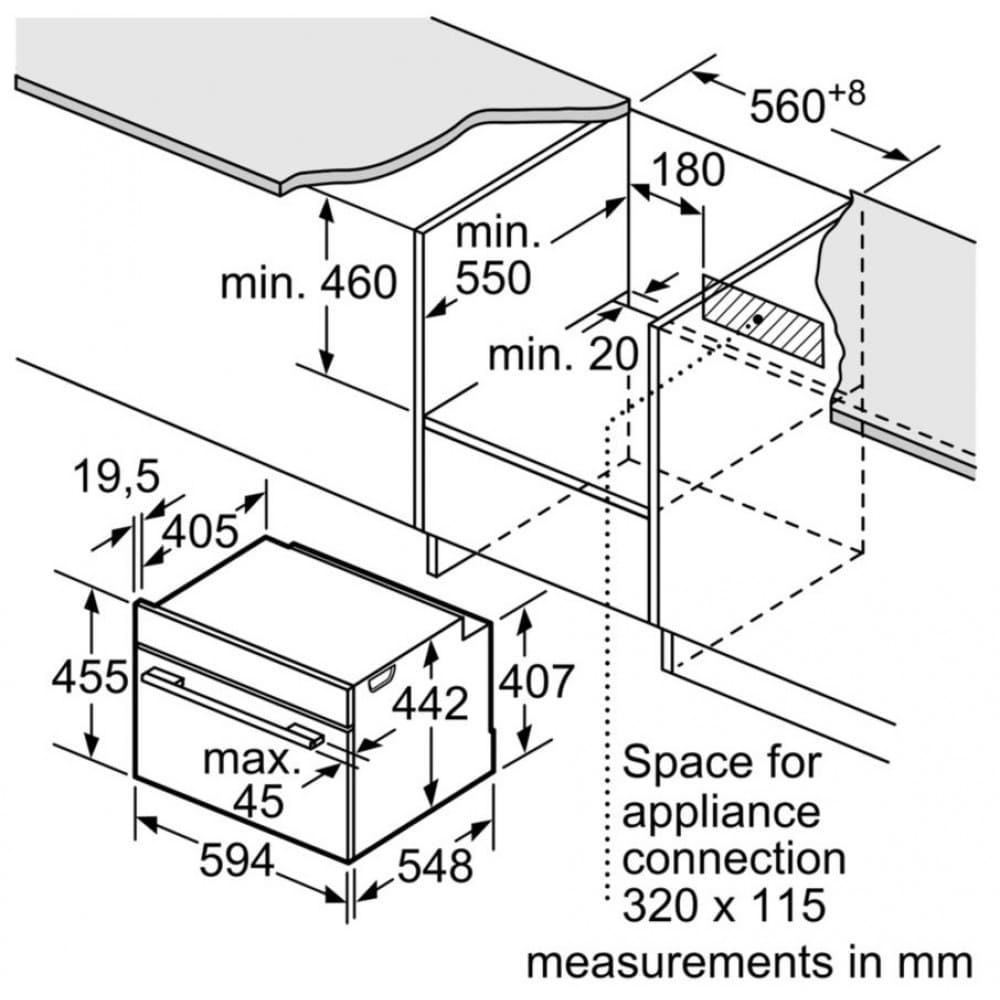 Hình ảnh bản vẽ kỹ thuật Lò Vi Sóng Teka MWE 210G 40590430 Kết Hợp Nướng Độc Lập