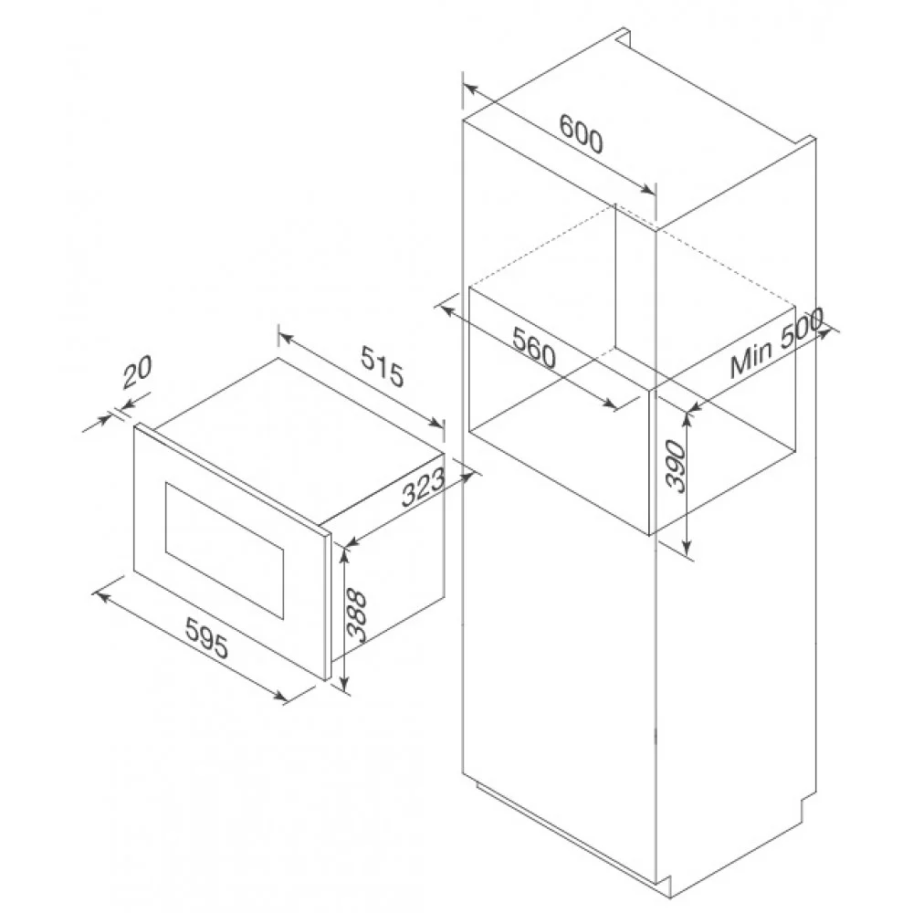 Hình ảnh bản vẽ kỹ thuật Lò Vi Sóng Teka MWE 210G 40590430 Kết Hợp Nướng Độc Lập