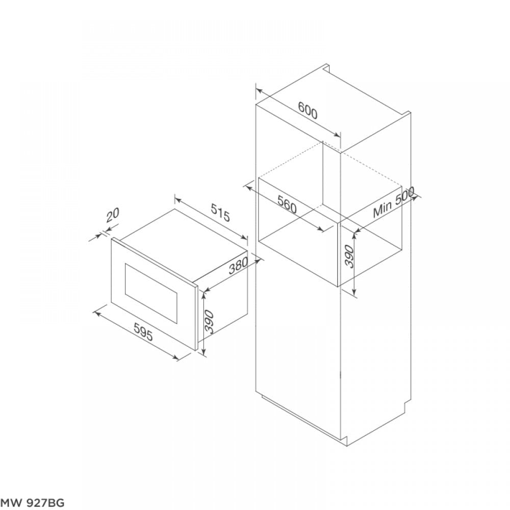 Hình ảnh bản vẽ kỹ thuật Lò Vi Sóng Teka MWE 210G 40590430 Kết Hợp Nướng Độc Lập