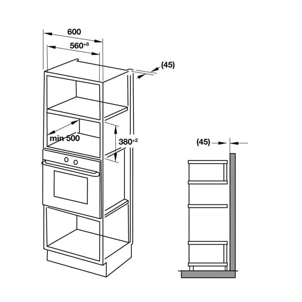 Hình ảnh bản vẽ kỹ thuật Lò Vi Sóng Teka MWE 210G 40590430 Kết Hợp Nướng Độc Lập