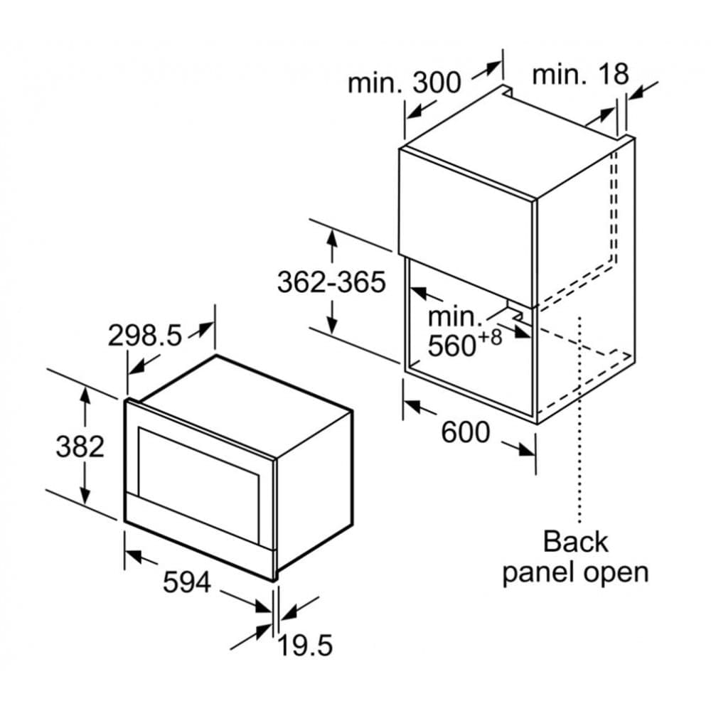 Hình ảnh bản vẽ kỹ thuật Lò Vi Sóng Teka MWE 210G 40590430 Kết Hợp Nướng Độc Lập