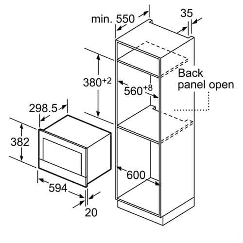 Hình ảnh bản vẽ kỹ thuật Lò Vi Sóng Teka MWE 210G 40590430 Kết Hợp Nướng Độc Lập