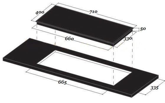 Hình ảnh bản vẽ kỹ thuật Bếp Điện Từ Hafele HC-IHH80A 539.66.698 Kết Hợp Hút Mùi 2 Vùng Nấu 