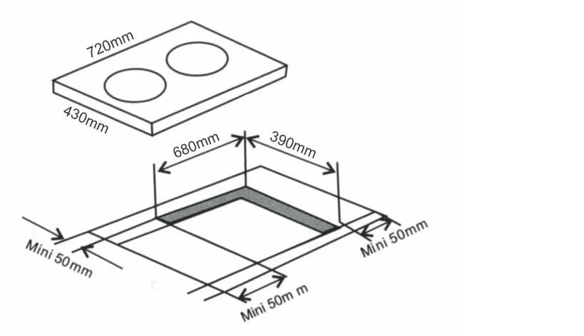 hình ảnh bản vẽ kỹ thuật Bếp từ đôi Arber AB550