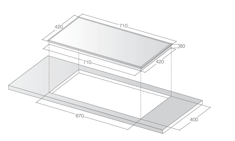 hình ảnh bản vẽ kỹ thuật Bếp từ đôi Arber AB550
