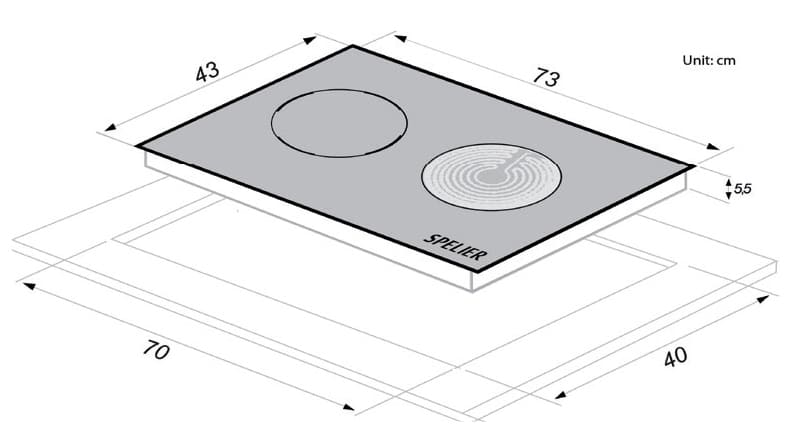 hình ảnh bản vẽ kỹ thuật Bếp từ đôi Arber AB550