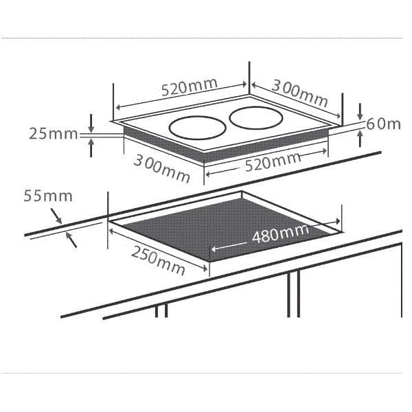 Hình ảnh bản vẽ kỹ thuật BẾP ĐIỆN TỪ CHEFS EH-MIX330