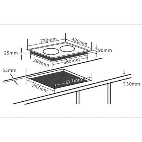 Hình ảnh bản vẽ kỹ thuật BẾP ĐIỆN TỪ CHEFS EH-MIX330