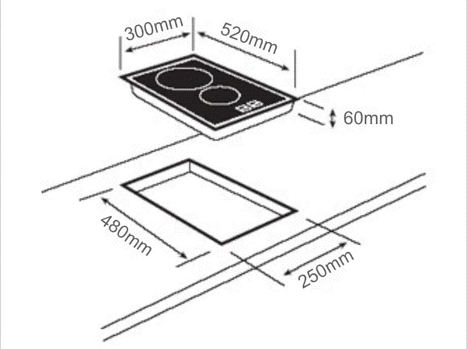 Hình ảnh bản vẽ kỹ thuật BẾP ĐIỆN TỪ CHEFS EH-MIX330