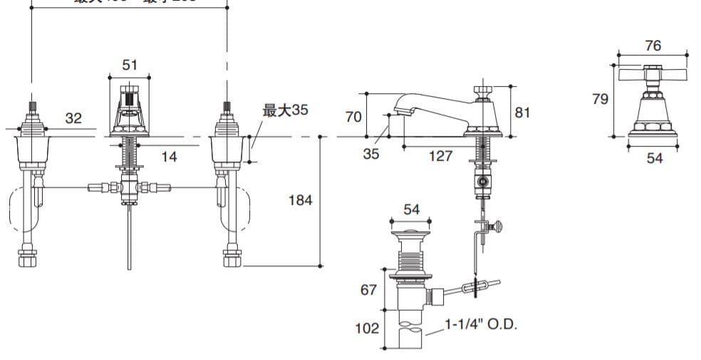 Bản vẽ kỹ thuật vòi lavabo Kohler Pinstripe K-13132-3B-CP
