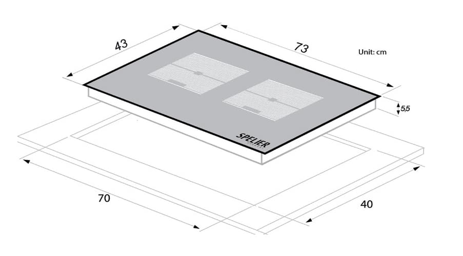 hình ảnh bản vẽ kỹ thuật Bếp từ đôi Sevilla SV-H136T