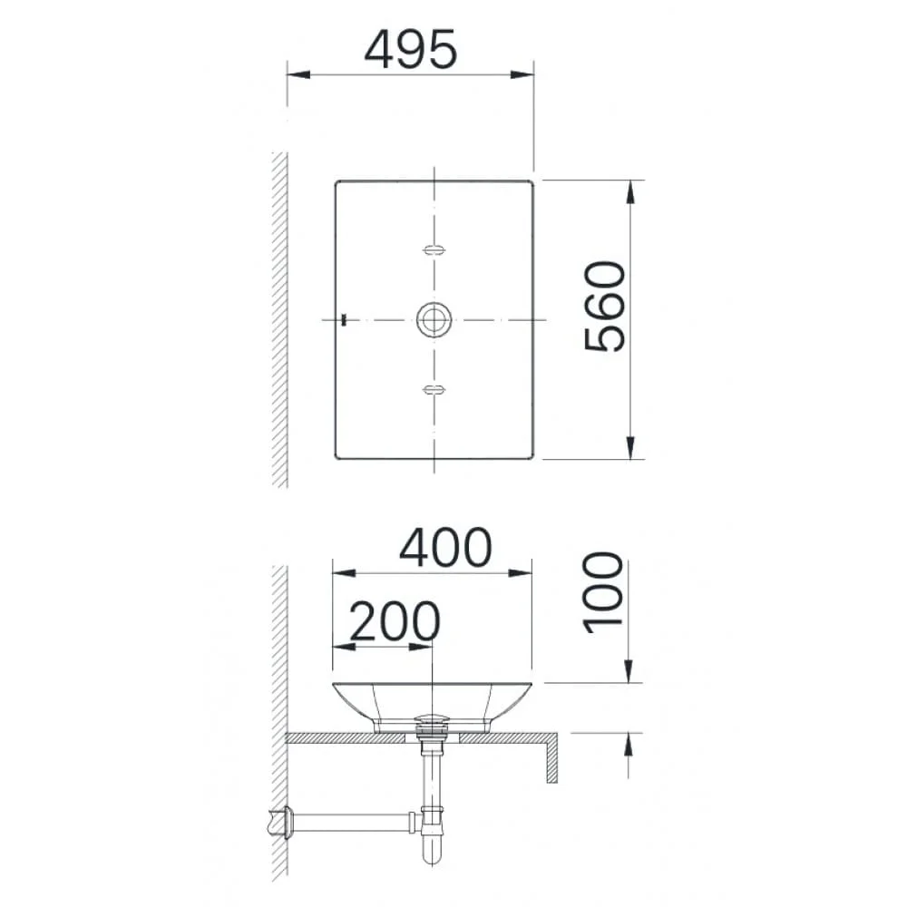 Hình ảnh bản vẽ kỹ thuật Chậu rửa mặt đặt bàn đá vuông INAX AL-S610V