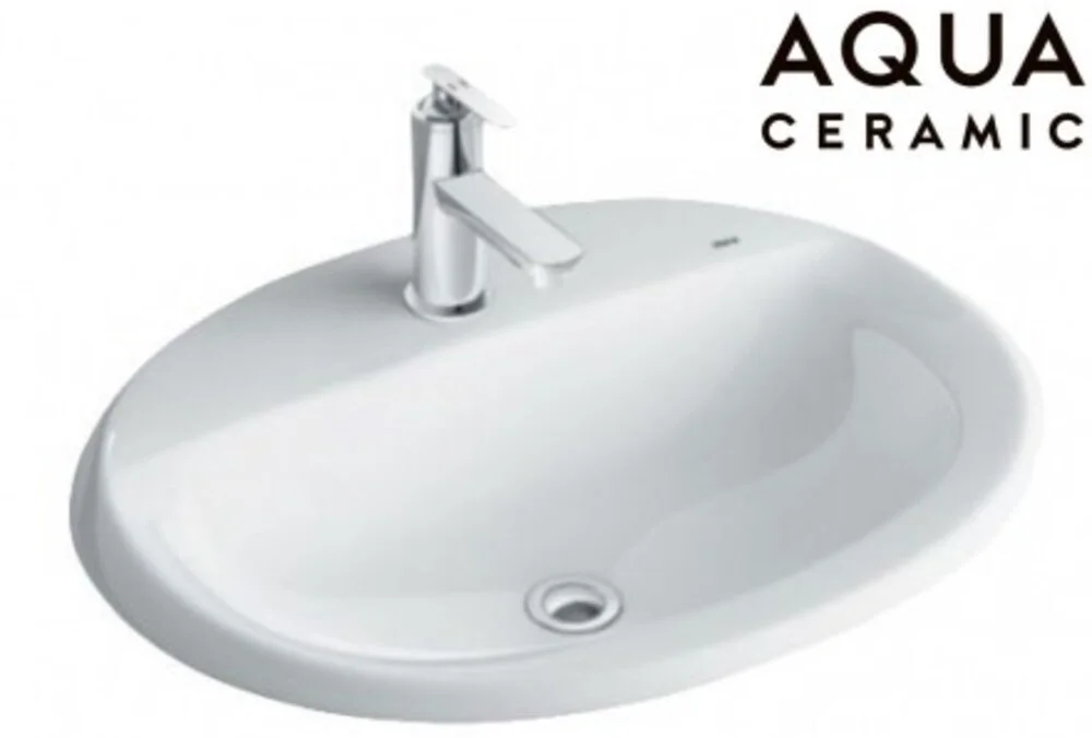 Chậu rửa mặt bàn đá dương vành Inax L-2395V