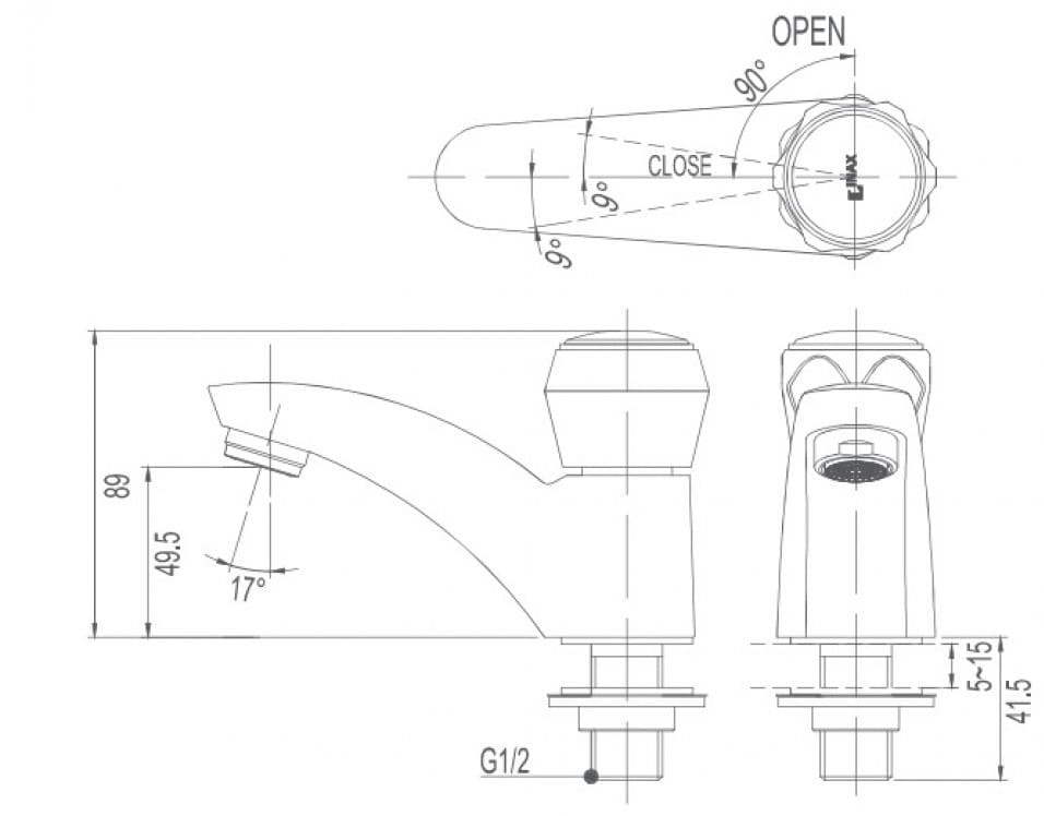 Hình ảnh bản vẽ kỹ thuật Vòi rửa mặt lạnh Inax LFV-12A