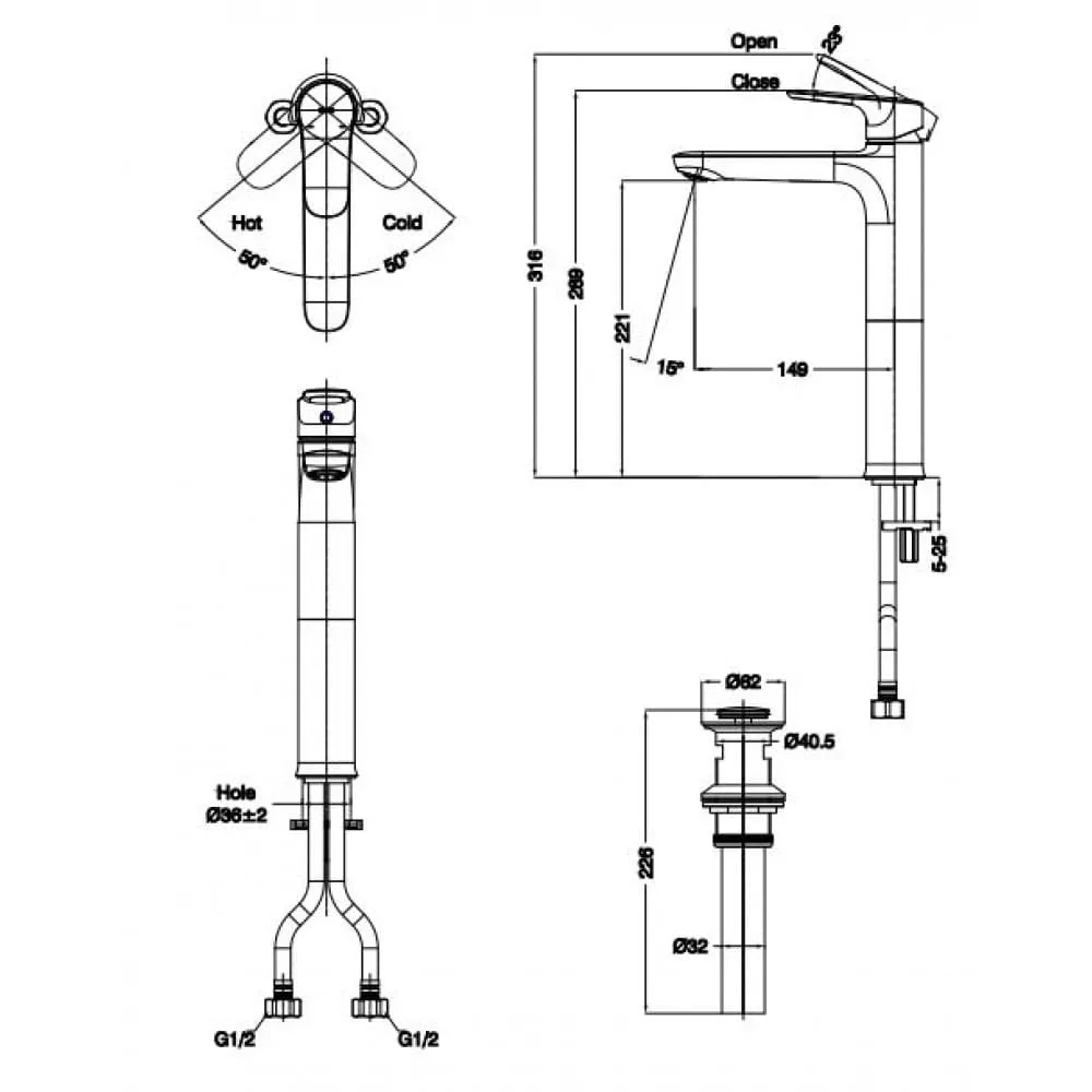 hình ảnh bản vẽ kỹ thuật Vòi Chậu Rửa Mặt INAX LFV-1402SH