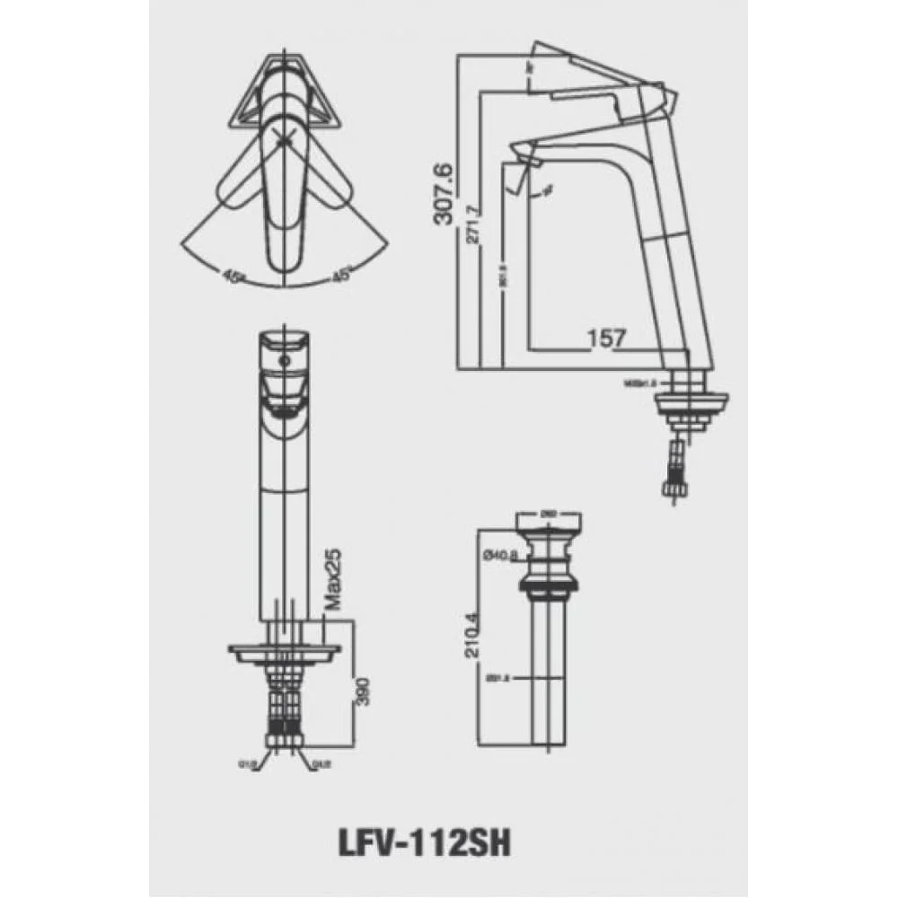 Bản vẽ kỹ thuật Vòi Chậu Rửa Mặt INAX LFV-112SH