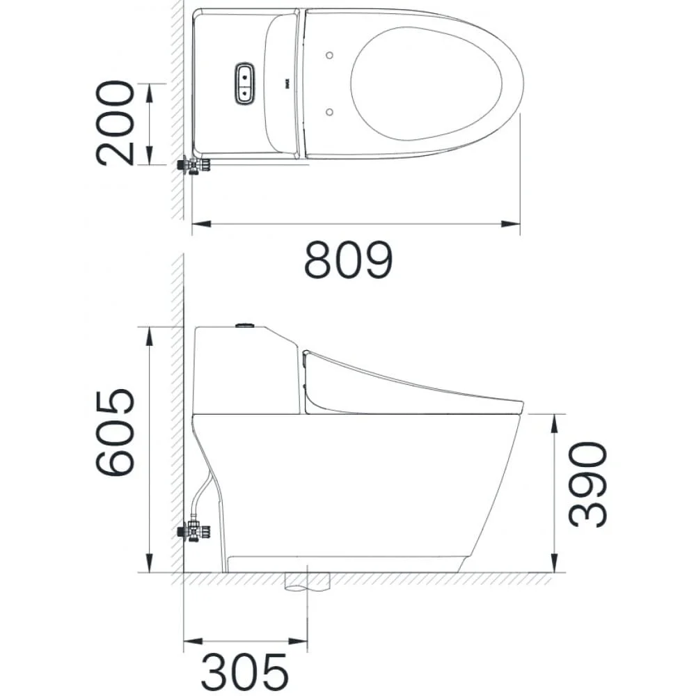 bản vẽ kỹ thuật Bàn cầu 1 khối cao cấp INAX AC-1032VN