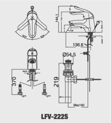 Bản vẽ kỹ thuật Vòi Chậu Rửa Mặt INAX LFV-222S