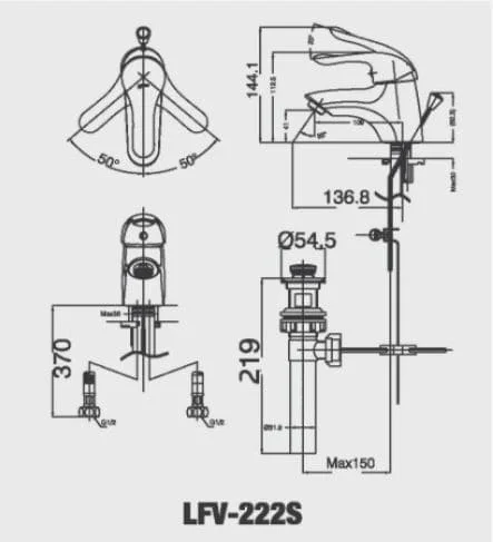 Bản vẽ kỹ thuật Vòi Chậu Rửa Mặt INAX LFV-222S