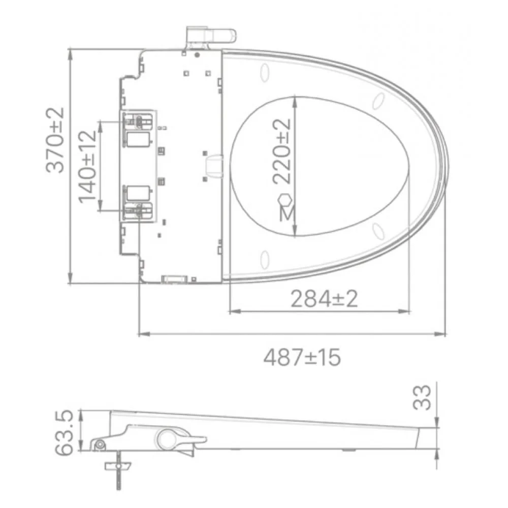 bản vẽ kỹ thuật Nắp bàn cầu kết hợp vòi xịt rửa cơ INAX CW-S32VN-1