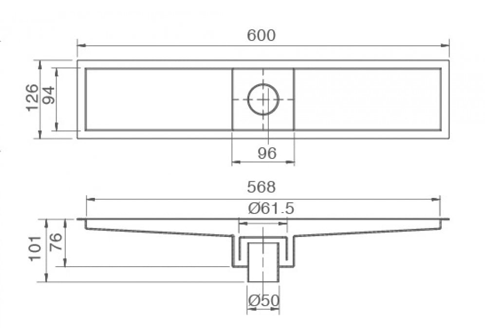 Bản vẽ kỹ thuật Thoát sàn INAX PBFV-600