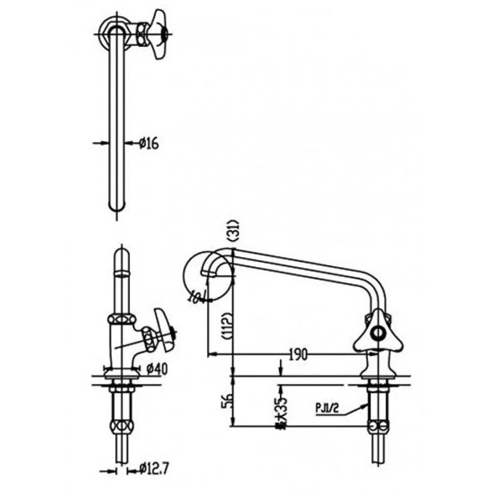 bản vẽ kỹ thuật Vòi Rửa Lạnh INAX LF-14-13