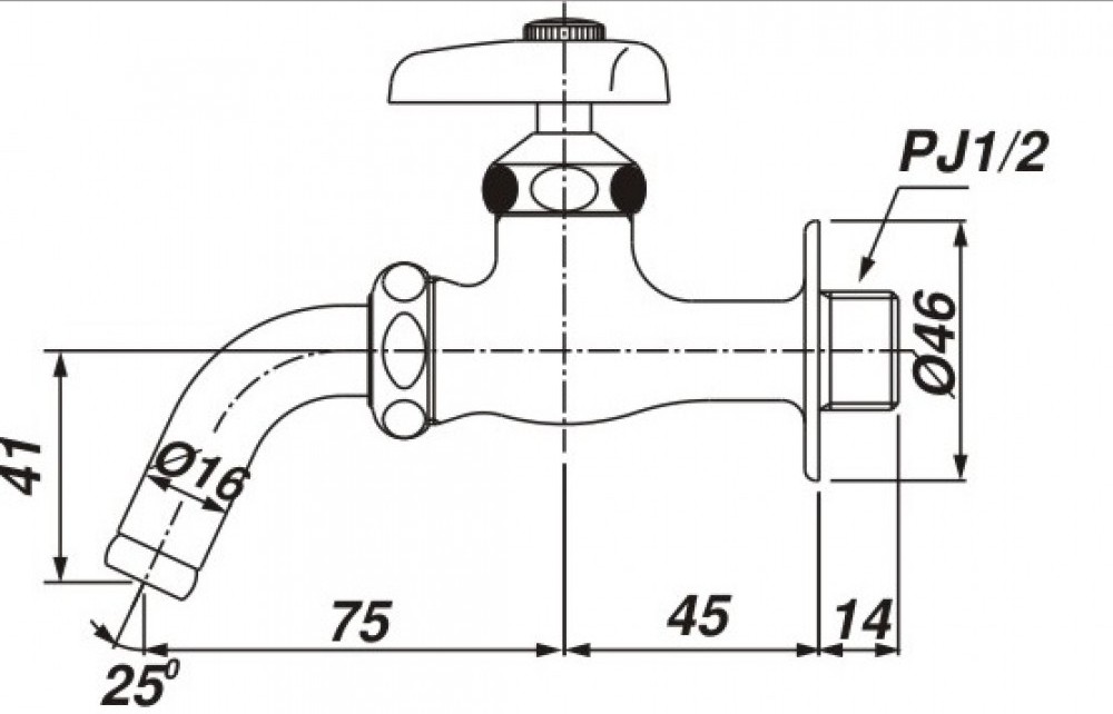 bản vẽ kỹ thuật Vòi rửa gắn tường INAX LF-7R-13