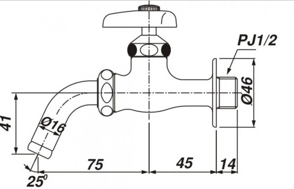 bản vẽ kỹ thuật Vòi rửa gắn tường INAX LF-7R-13