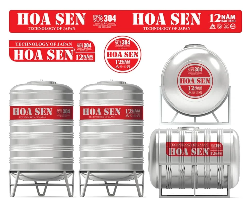 Bồn inox đứng nằm Hoa Sen