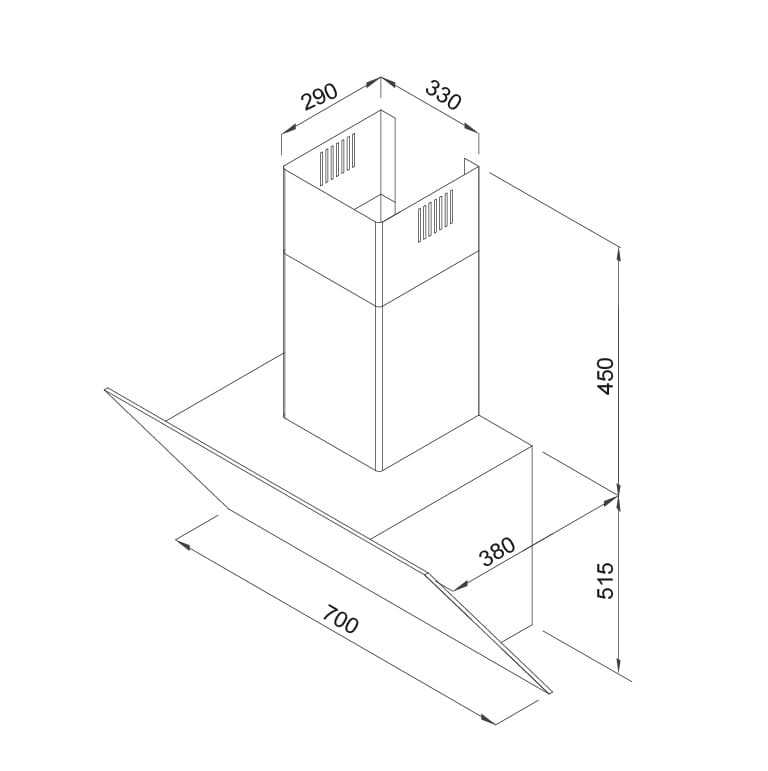 Bản vẽ kỹ thuật MÁY HÚT MÙI SEVILLA SV-70K4 Màu Trắng  