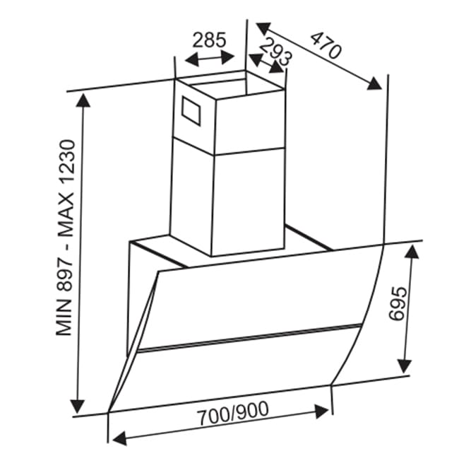 Bản vẽ kỹ thuật MÁY HÚT MÙI SEVILLA SV-70T3