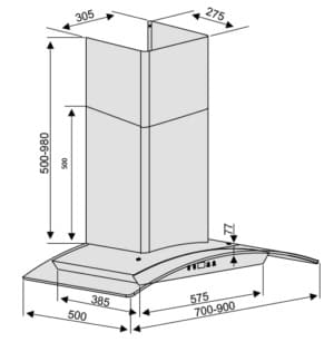 bản vẽ kỹ thuật Máy hút mùi Lorca kiểu classic TA-3005C-70